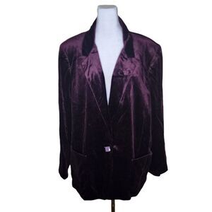 Vintage 90s Velvet Blazer Womens Size 3XL Purple Eggplant Gothic